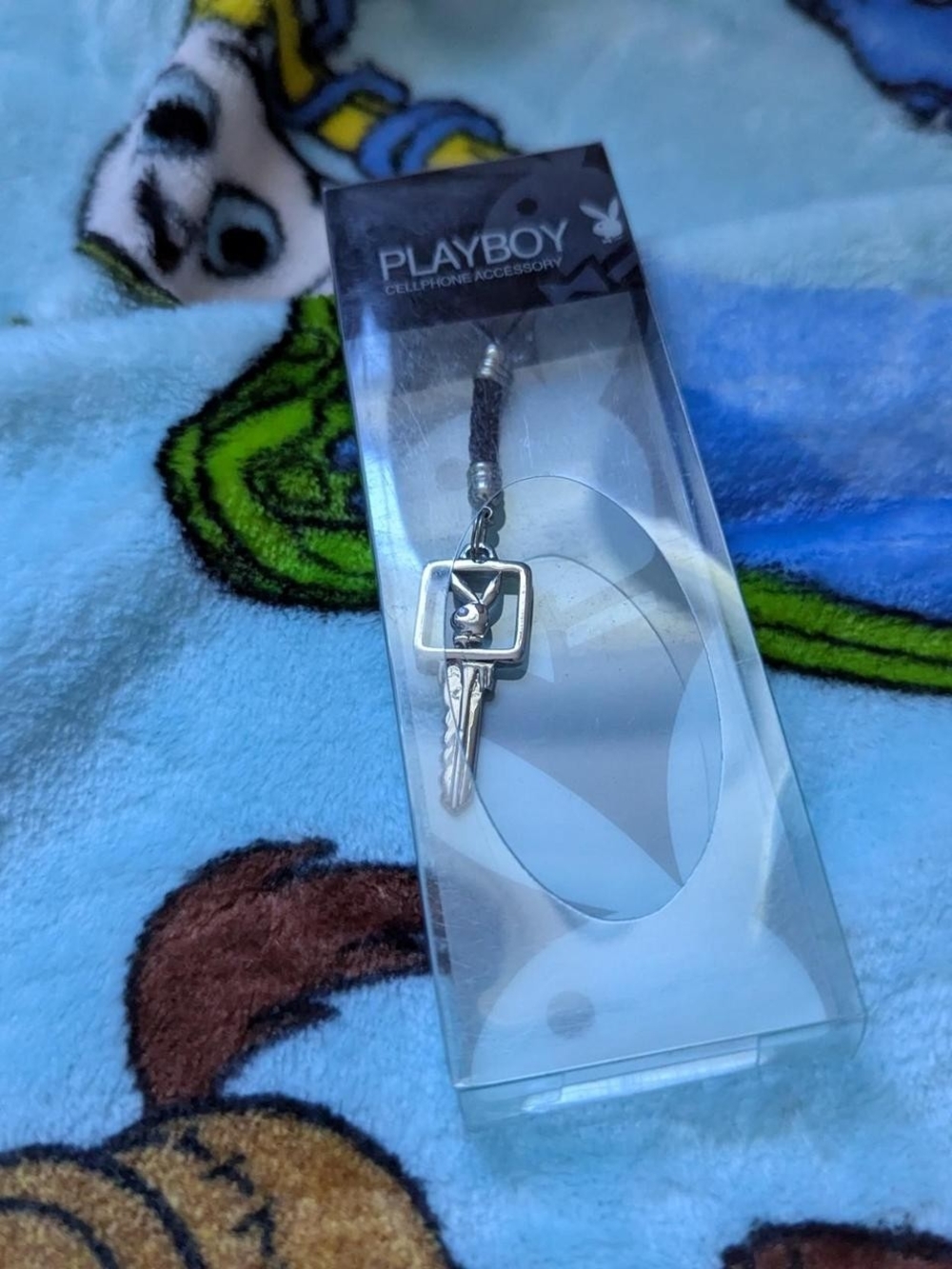Playboy Silver Bunny Cell Phone Charm - Key Shaped